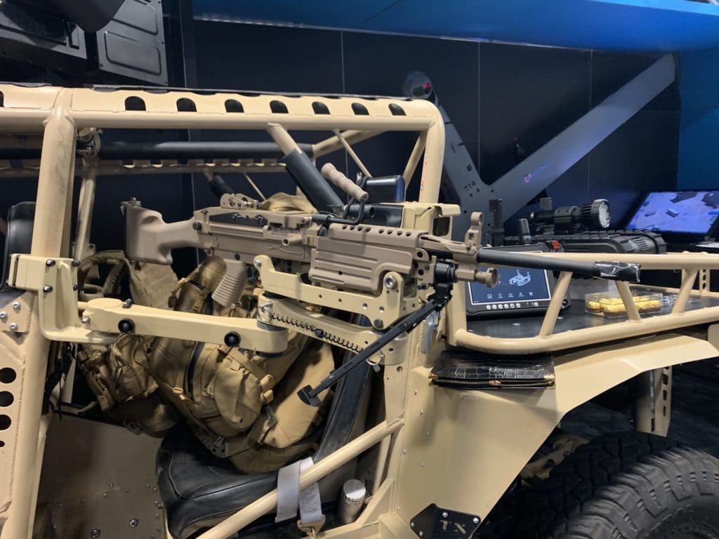 MSG Swing Arm and M249 Machine Gun Mount on Comframe Tomcar AUSA 2019