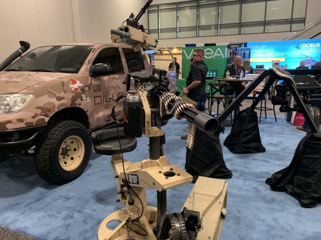 MSG Pedistal Offset Pintle (POP) M134 Mount at Dillon Booth at AUSA 2019