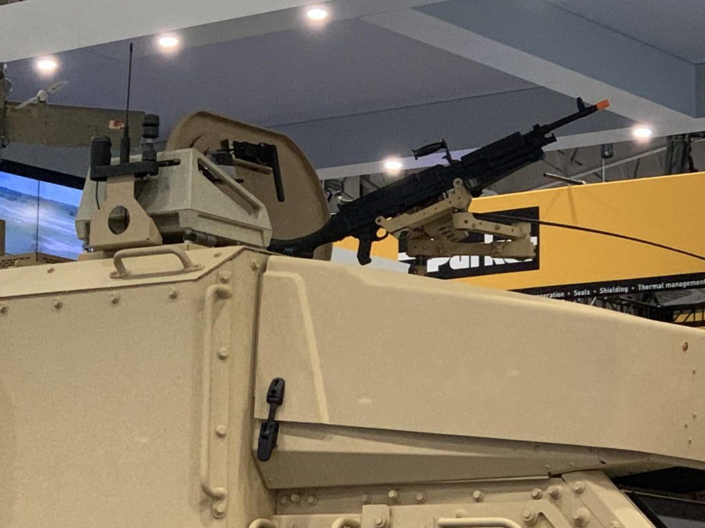 MSG Swing Arm and Machine Gun Mount on Oshkosh JLTV at AUSA 2019